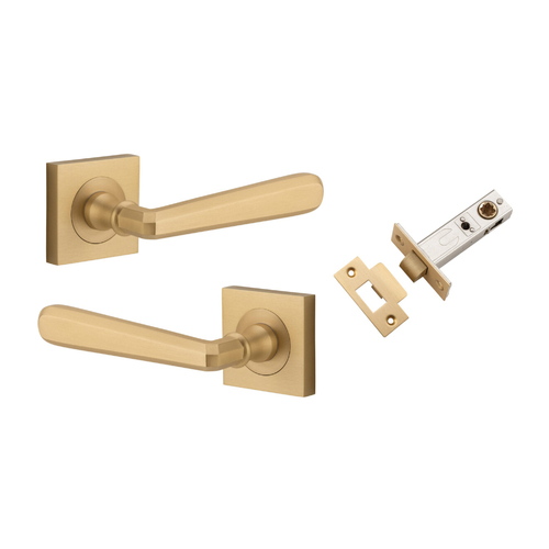 Restocking Soon: ETA Mid November - Iver Copenhagen Door Lever Handle on Square Rose Passage Kit Brushed Brass 21196KPASS60