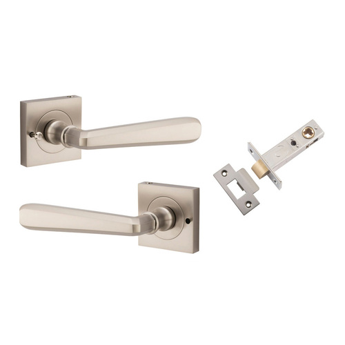 Iver Compenhagen Door Lever on Square Rose Inbuilt Privacy Satin Nickel 21199KIBPRIV60