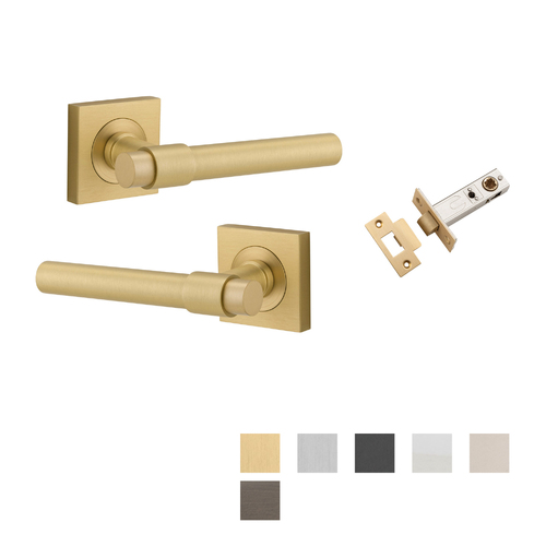 Iver Helsinki Door Lever Handle on Square Rose Passage Kit - Available in Various Finishes