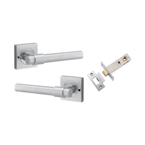 Iver Helsinki Door Lever on Square Rose Inbuilt Privacy Kit Brushed Chrome 21205KIBPRIV60