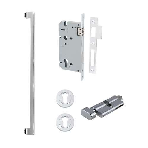 Iver Baltimore Door Pull Handle Entrance Kit Key/Thumb 600mm Polished Chrome 21304KENTR60KT