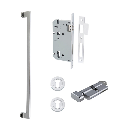 Iver Baltimore Door Pull Handle Entrance Kit Key/Thumb 600mm Brushed Chrome 21305KENTR60KT