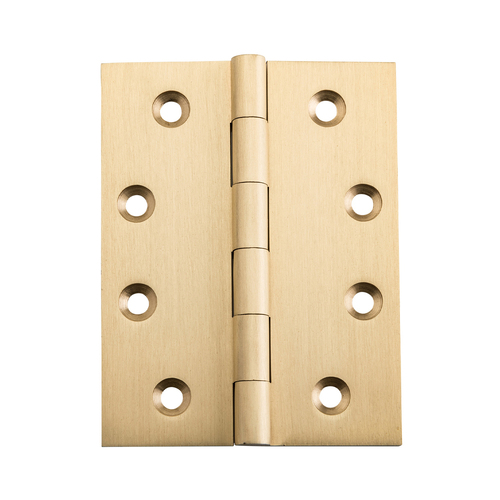 Restocking Soon: ETA End October - Tradco Fixed Pin Hinge 100x75mm Unlacquered Satin Brass 21374