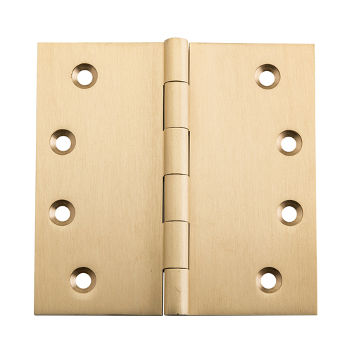 Restocking Soon: ETA End November - Tradco Fixed Pin Hinge 100x100mm Unlacquered Satin Brass 21375