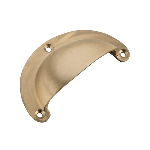 Tradco Classic Drawer Pull Handle 100mm Satin Brass Unlacquered 21397