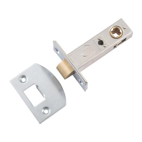 Tradco Hard Sprung Split Cam Tube Latch with Strike 60mm Satin Chrome 21526