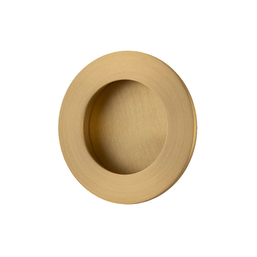 Restocking Soon: ETA Mid February - Iver Sliding Door Round Flush Pull Brushed Brass 21792