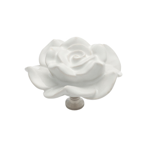 Restocking Soon: ETA Mid December - Tradco 3011WHCP Flower Knob Ceramic White Polished Chrome 60mm