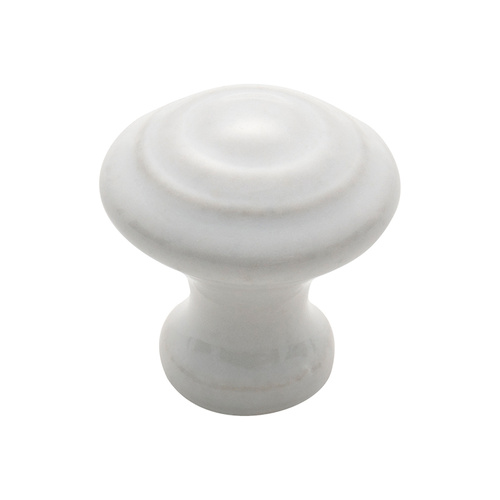 Tradco 3474WH Porcelain Knob Domed White 25mm