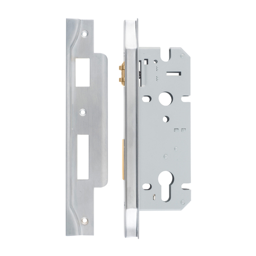 Iver Rebated Euro Roller Mortice Lock 45mm Brushed Chrome 6064