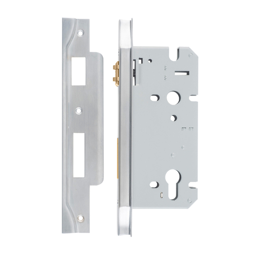 Iver Rebated Euro Roller Mortice Lock 60mm Brushed Chrome 6065