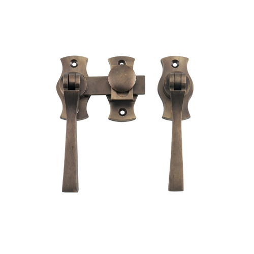 Restocking Soon: ETA End January - Tradco Square French Door Fastener Antique Brass 6461