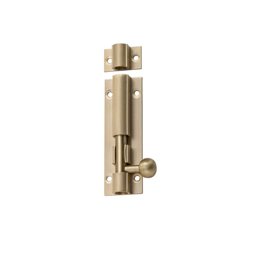 Restocking Soon: ETA End November - Tradco Barrel Bolt Satin Brass 75mm x 25mm 6671