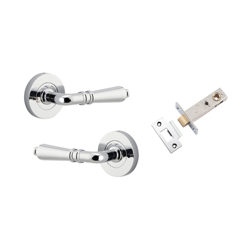 Iver Sarlat Door Lever Handle on Round Rose Inbuilt Privacy Polished Chrome 9204KIBPRIV60