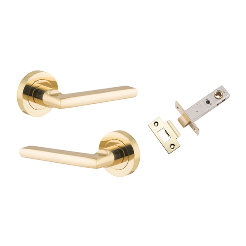 Iver Baltimore Door Lever Handle on Round Rose Passage Kit Polished Brass 9210KPASS60