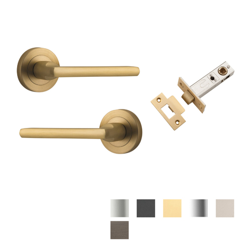 Iver Baltimore Door Lever Handle on Round Rose Passage Kit - Available in Various Finishes