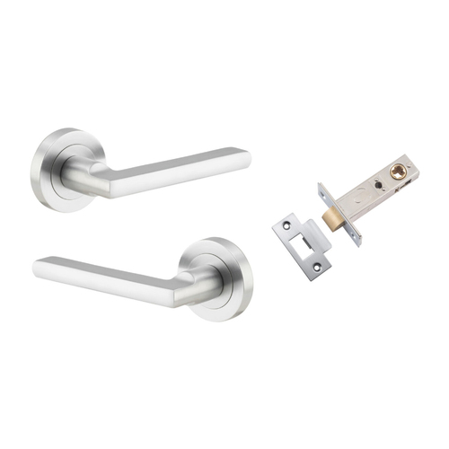 Iver Baltimore Door Lever Handle on Round Rose Passage Kit Brushed Chrome 9215KPASS60