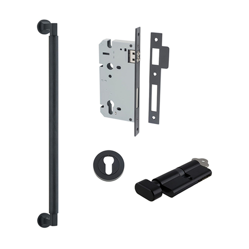 Iver Brunswick Door Pull Handle Entrance Kit Key/Thumb 450mm Matt Black 9433KENTR60KT