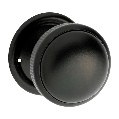 Restocking Soon: ETA Mid November - Tradco Small Milled Edged Mortice Door Knob 45mm Matt Black TD0928