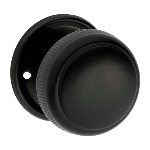 Tradco Large Milled Edged Mortice Door Knob 52mm Matt Black TD0929