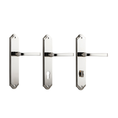 Iver Annecy Door Lever Handle on Shouldered Backplate Polished Nickel