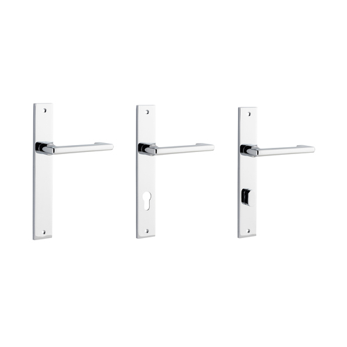 Iver Baltimore Return Door Lever Handle on Rectangular Backplate Polished Chrome