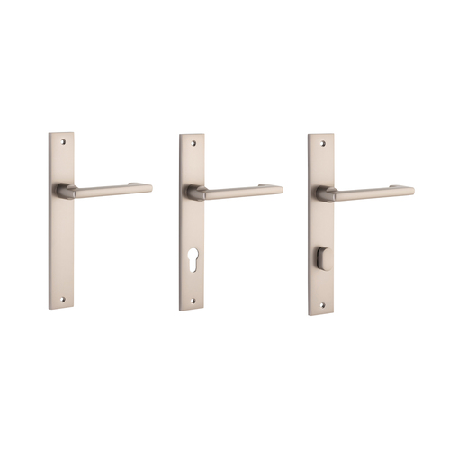 Iver Baltimore Return Door Lever Handle on Rectangular Backplate Satin Nickel