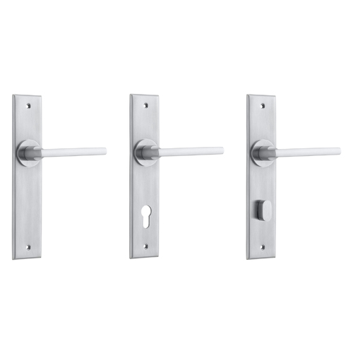 Iver Baltimore Door Lever Handle on Chamfered Backplate Brushed Chrome