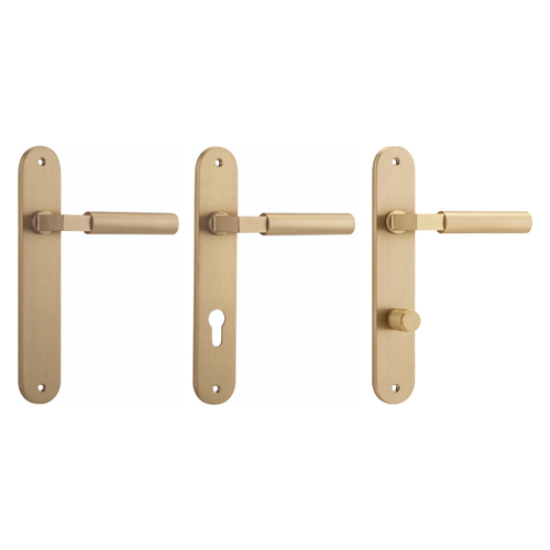 Iver Berlin Door Lever Handle on Oval Backplate Brushed Brass