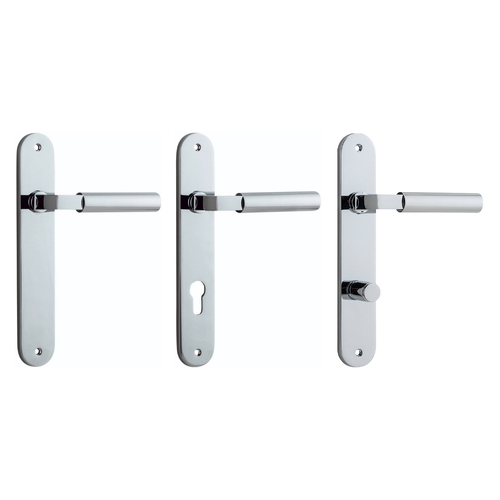 Iver Berlin Door Lever Handle on Oval Backplate Polished Chrome