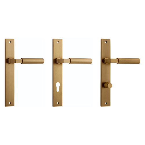 Iver Berlin Door Lever Handle on Rectangular Backplate Brushed Brass