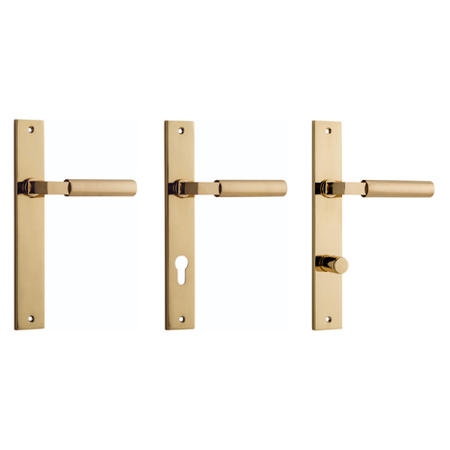 Iver Berlin Door Lever Handle on Rectangular Backplate Polished Brass