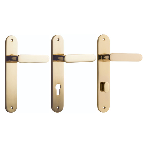 Iver Bronte Door Lever Handle on Oval Backplate Polished Brass