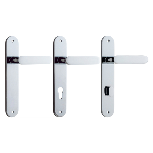 Iver Bronte Door Lever Handle on Oval Backplate Polished Chrome