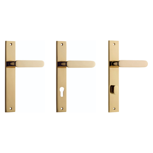 Iver Bronte Door Lever Handle on Rectangular Backplate Polished Brass