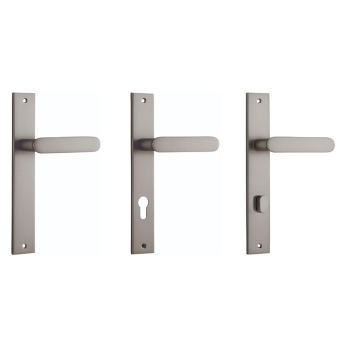 Iver Bronte Door Lever Handle on Rectangular Backplate Satin Nickel