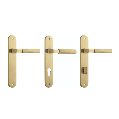 Iver Brunswick Door Lever Handle on Oval Backplate Brushed Gold PVD