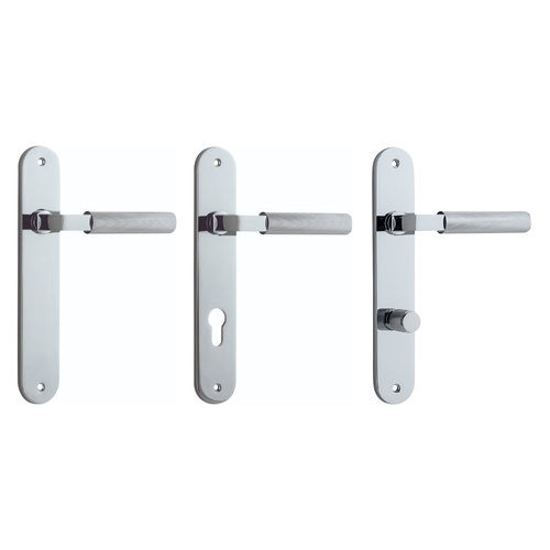 Iver Brunswick Door Lever Handle on Oval Backplate Polished Chrome