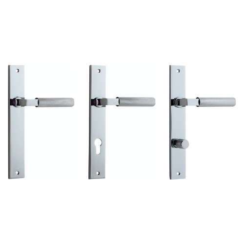 Iver Brunswick Door Lever Handle on Rectangular Backplate Polished Chrome