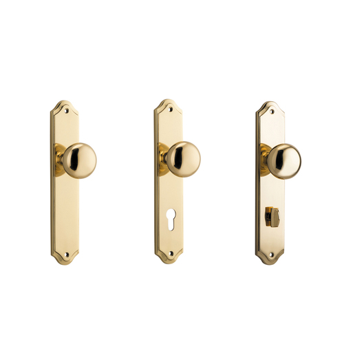 Iver Cambridge Door Knob on Shouldered Backplate Polished Brass