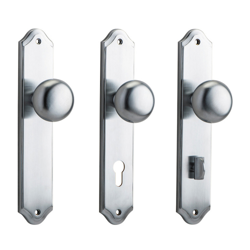 Iver Cambridge Door Knob on Shouldered Backplate Brushed Chrome