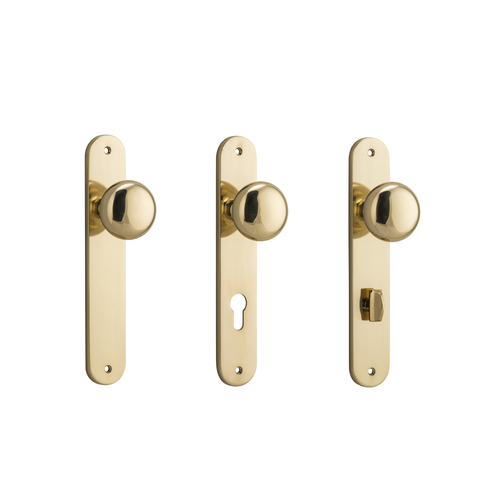 Iver Cambridge Door Knob on Oval Backplate Polished Brass