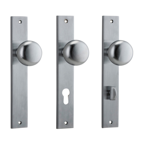 Iver Cambridge Door Knob on Rectangular Backplate Brushed Chrome