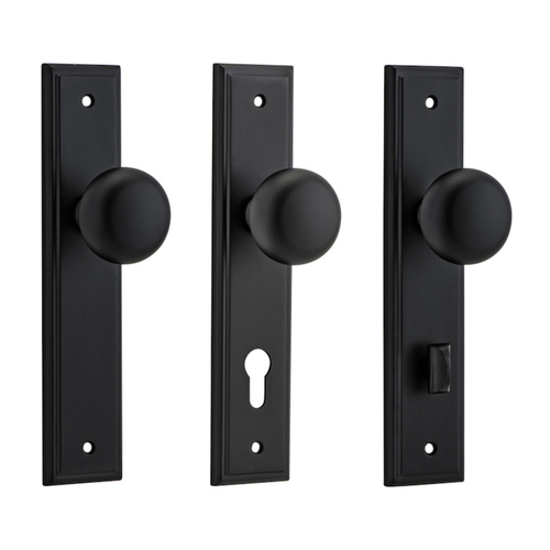 Iver Cambridge Door Knob on Stepped Backplate Matt Black