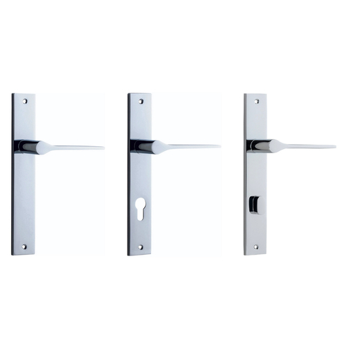 Iver Como Door Lever Handle on Rectangular Backplate Polished Chrome