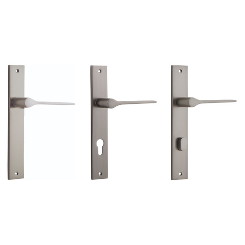 Iver Como Door Lever Handle on Rectangular Backplate Satin Nickel