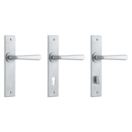 Iver Copenhagen Door Lever Handle on Chamfered Backplate Brushed Chrome