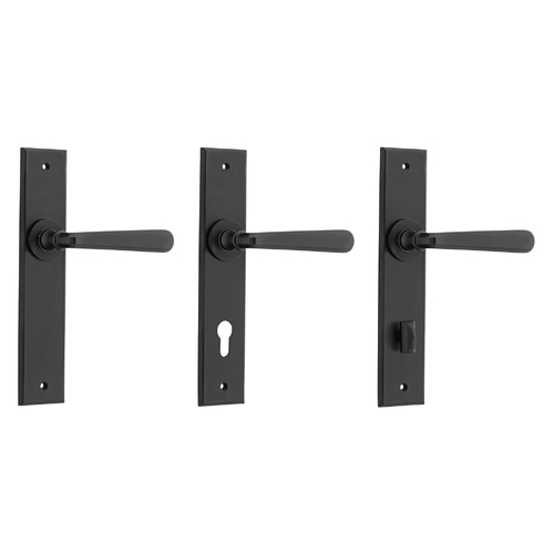 Iver Copenhagen Door Lever Handle on Chamfered Backplate Matt Black