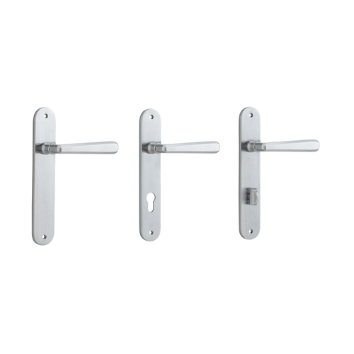 Iver Copenhagen Door Lever Handle on Oval Backplate Brushed Chrome