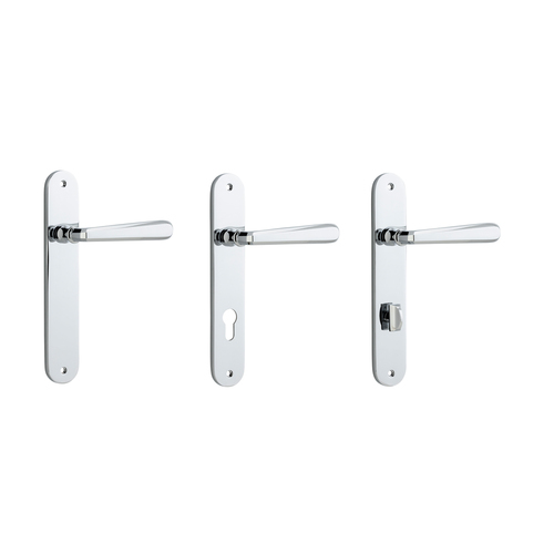 Iver Copenhagen Door Lever Handle on Oval Backplate Polished Chrome